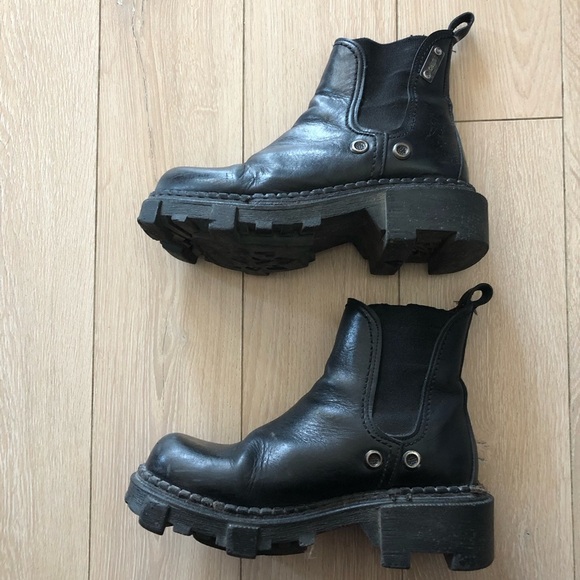 Vintage Destroy Platform Chunky Heel Leather Boots US Size 5.5 - Picture 4 of 14